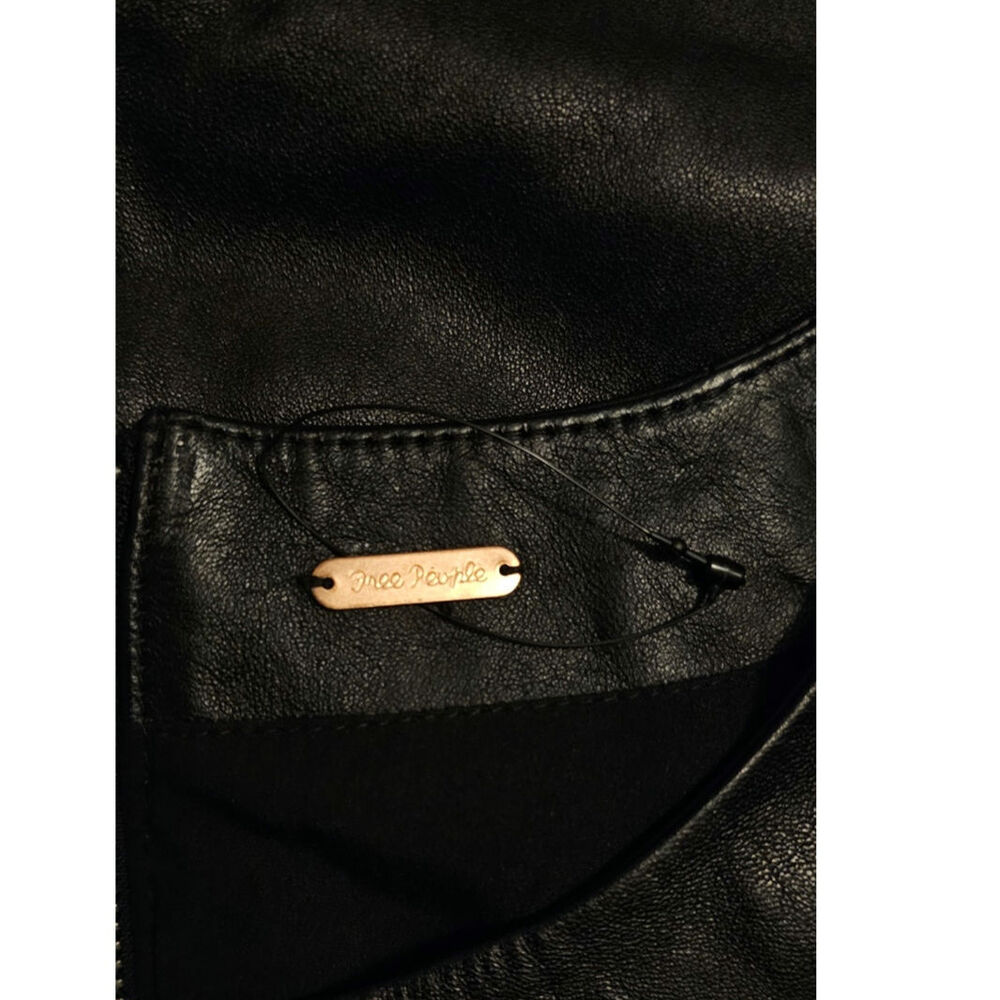 New FREE PEOPLE City Slicker Leather Mini Dress $698 SIZE 10 Black - Picture 8 of 8
